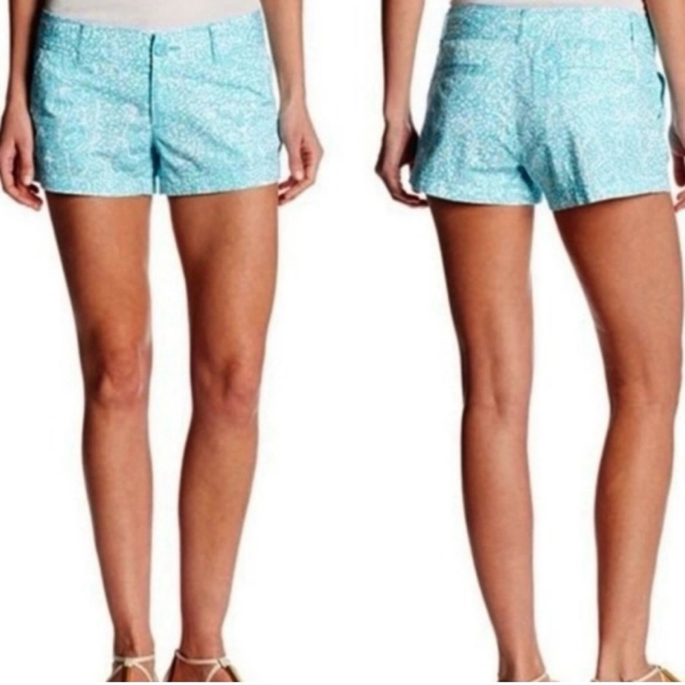 Lilly Pulitzer The Walsh Short white and turquoise blue. Size 2. Excellent